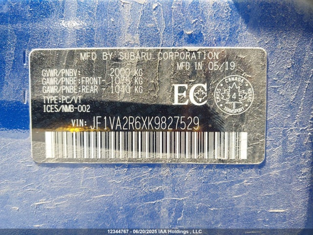 JF1VA2R6XK9827529 Subaru 2019