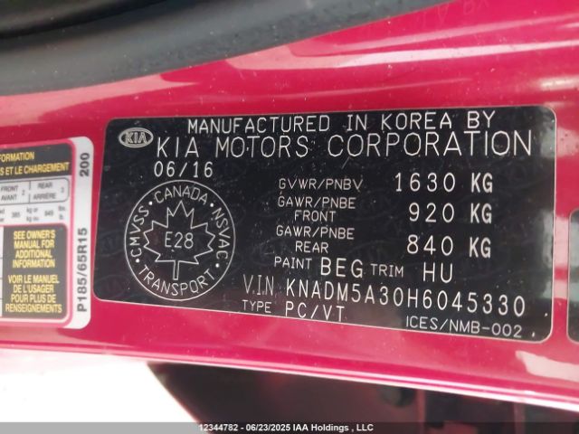 KNADM5A30H6045330 KIA Rio