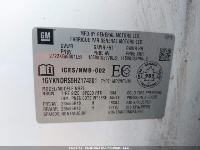 1GYKNDRS5HZ174301 Cadillac lgx - di: direct injection, vvt: variable valve timing, alum, gen 2