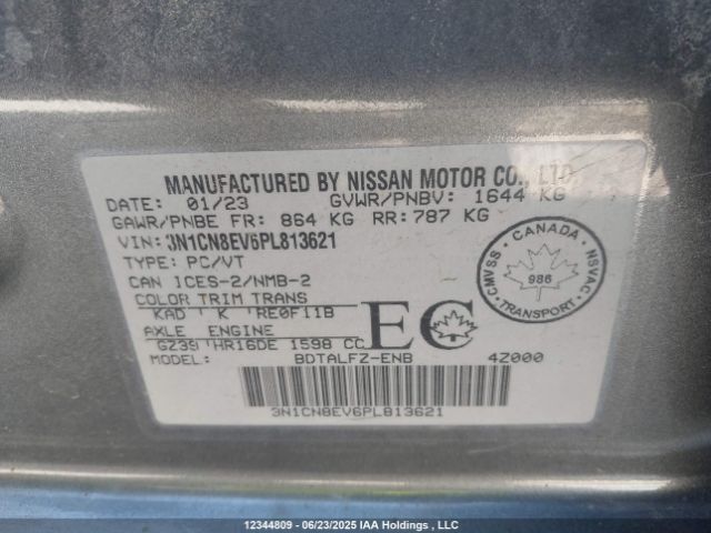 3N1CN8EV6PL813621 Nissan Versa