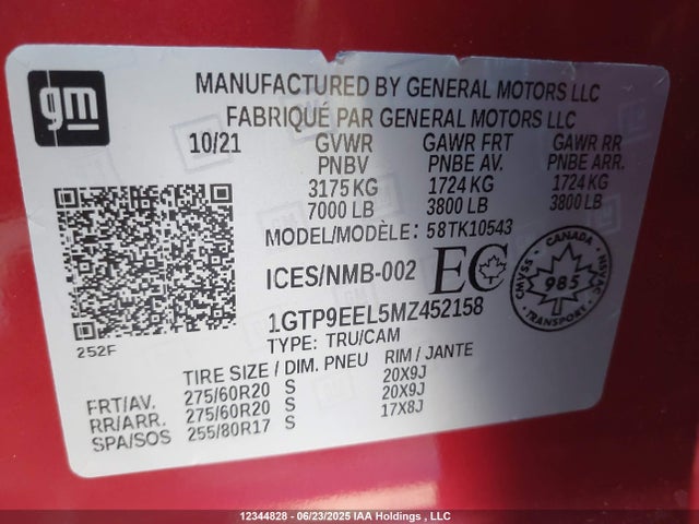 1GTP9EEL5MZ452158 GMC l87 - di dfm, alum, gen 5