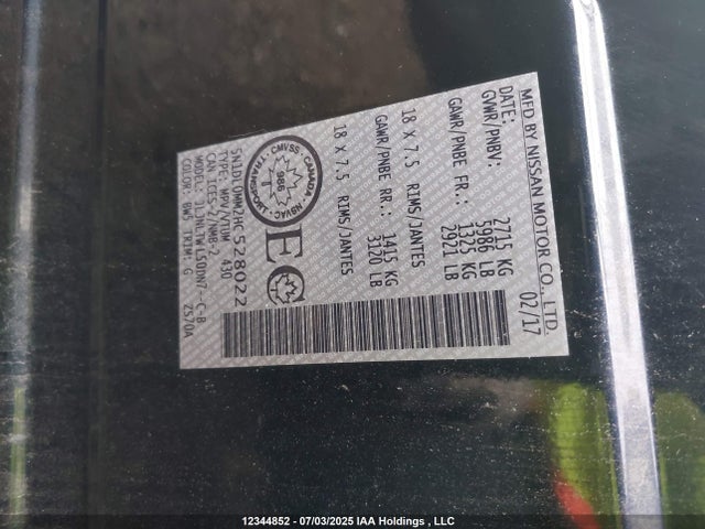 5N1DL0MM2HC528022 Infiniti 2017