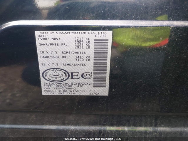 5N1DL0MM2HC528022 Infiniti 2017