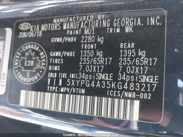 5XYPG4A35KG483217 KIA gdi theta-ii