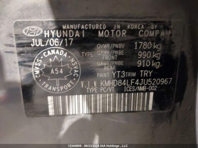 KMHD84LF4JU520967 Hyundai mpi nu