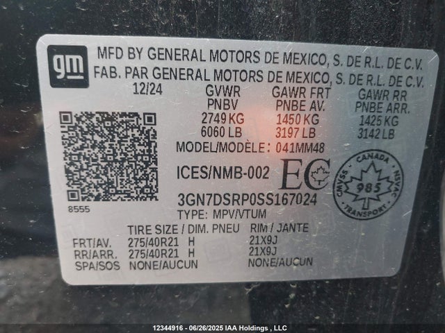 Chevrolet x0b+ec3 2025 3GN7DSRP0SS167024 Image 9