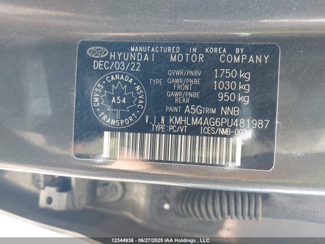 KMHLM4AG6PU481987 Hyundai mpi nu pe