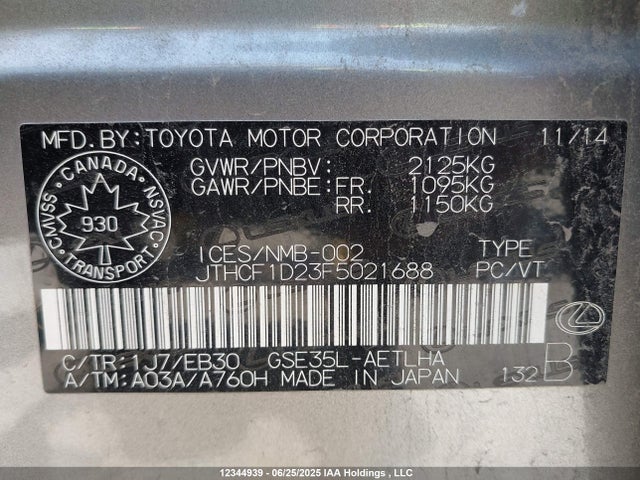 JTHCF1D23F5021688 Lexus 4gr-fse