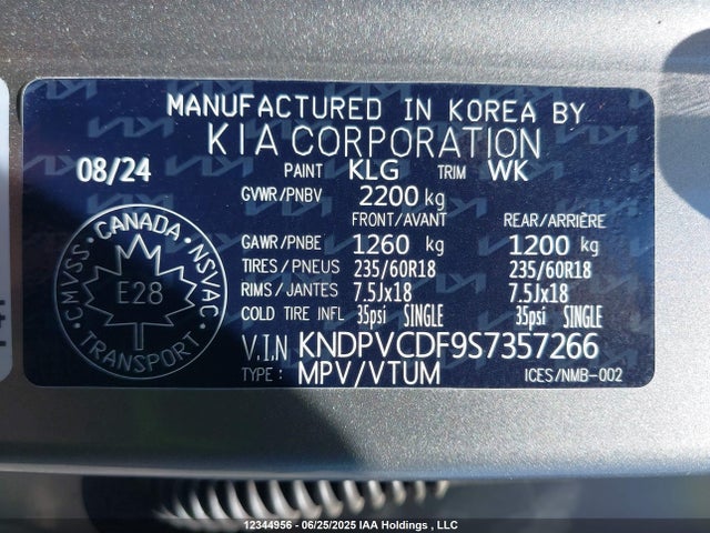 KNDPVCDF9S7357266 KIA gdi theta iii