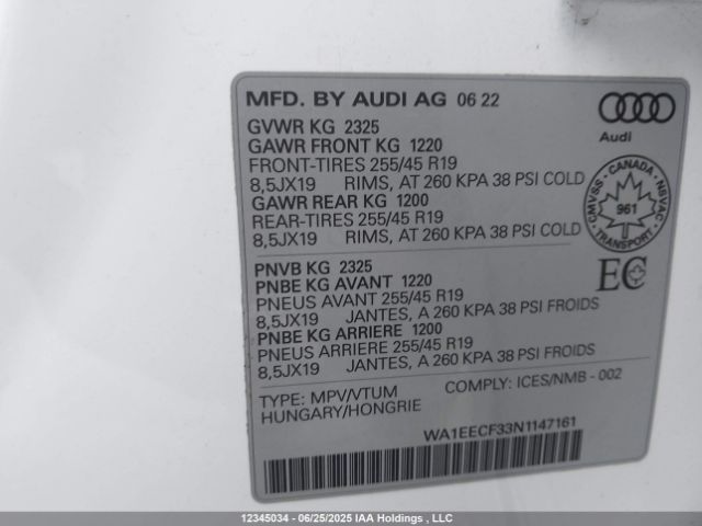 WA1EECF33N1147161 Audi 45 tfsi