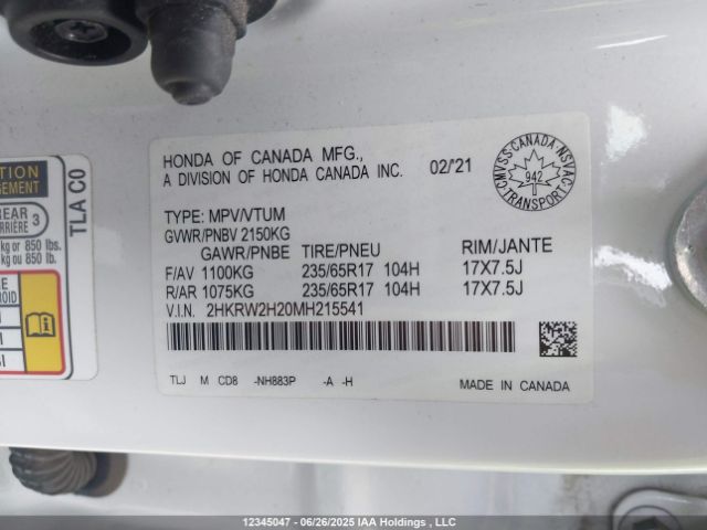 2HKRW2H20MH215541 Honda l15be