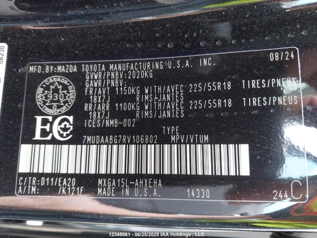 7MUDAABG7RV106802 Toyota m20a-fks