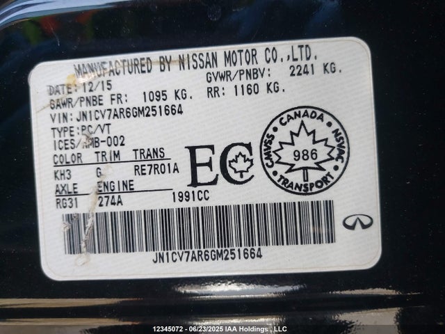 JN1CV7AR6GM251664 Infiniti 2016
