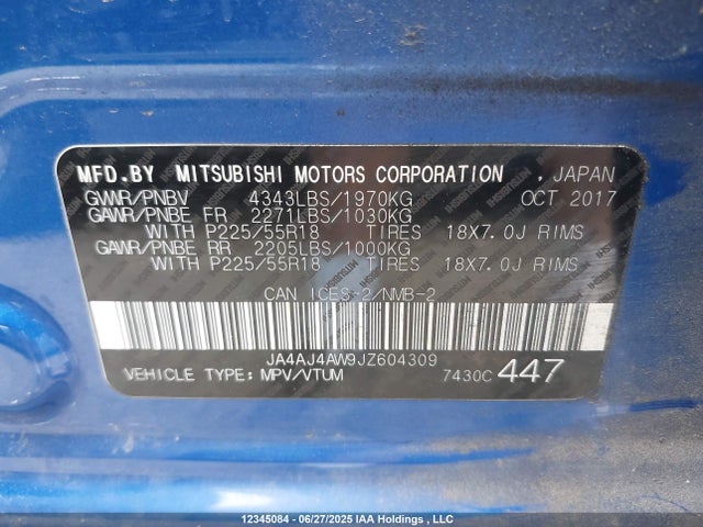 JA4AJ4AW9JZ604309 Mitsubishi mivec
