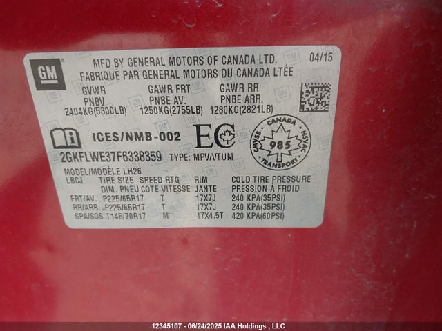 2GKFLWE37F6338359 GMC lfx - sidi, vvt, e85 max, alum