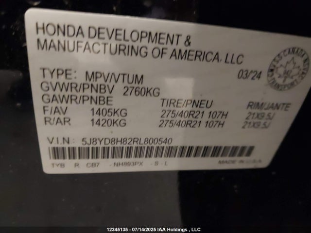 5J8YD8H82RL800540 Acura j30ad