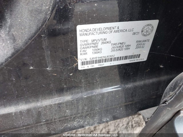 5J8YE1H41NL803652 Acura j35y5