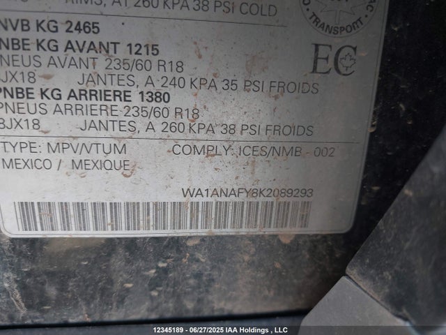 WA1ANAFY8K2089293 Audi Q5