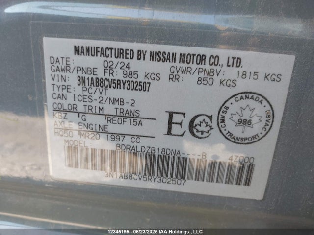 3N1AB8CV5RY302507 Nissan 2024