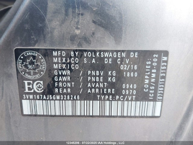 3VW167AJ5GM328246 Volkswagen 1.4t