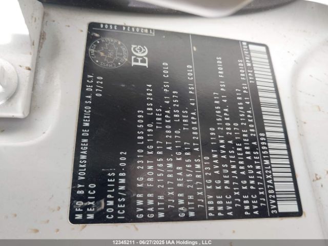 3VV2B7AX2LM159998 Volkswagen 2020