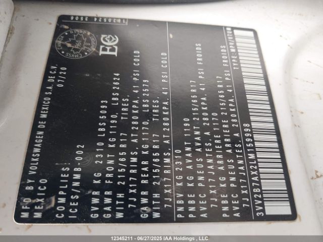 3VV2B7AX2LM159998 Volkswagen 2020