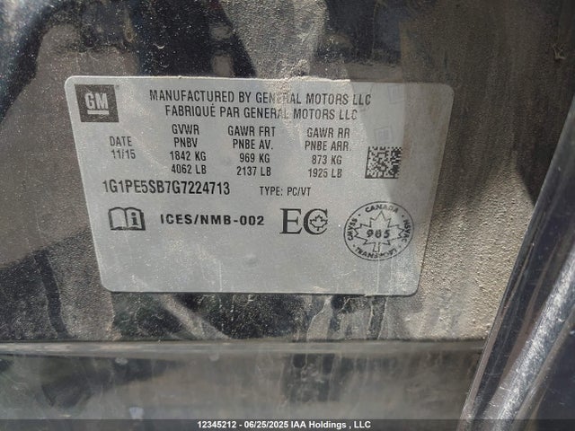 1G1PE5SB7G7224713 Chevrolet luv - vvt, alum, e85 max