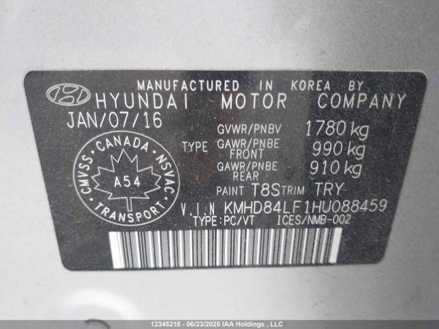 KMHD84LF1HU088459 Hyundai 2017