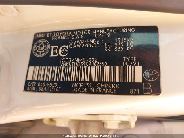 VNKKTUD39KA102350 Toyota 1nz-fe