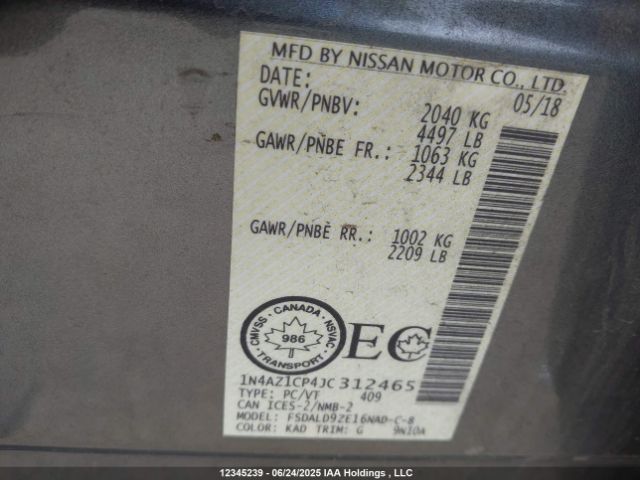 1N4AZ1CP4JC312465 Nissan 2018
