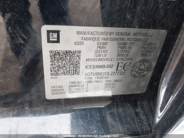 1GTU9BED3LZ277322 GMC l84 - di, dfm, alum, gen 5, var 2