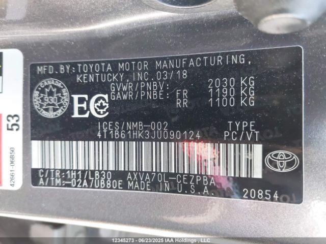 4T1B61HK3JU090124 Toyota a25a-fks