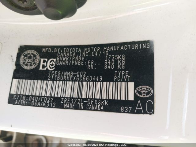 2T1BURHEXGC660449 Toyota 2zr-fe