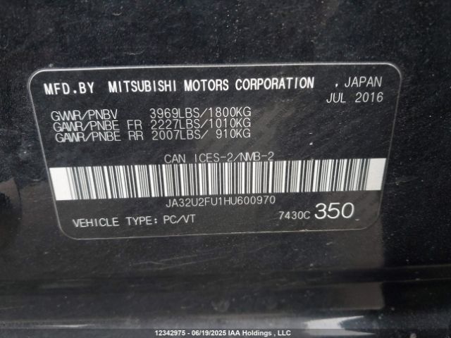 JA32U2FU1HU600970 Mitsubishi 2.0 dohc mivec