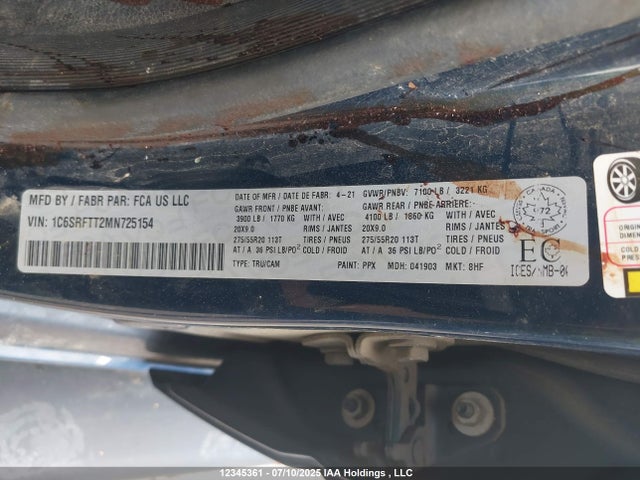 RAM 1500 2021 1C6SRFTT2MN725154 Image 9
