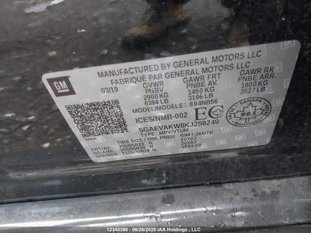 5GAEVAKW8KJ259249 Buick lfy - spark ignited direct injection, atss, gen1