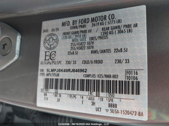 5LMPJ8K49RJ846962 Lincoln gtdi b