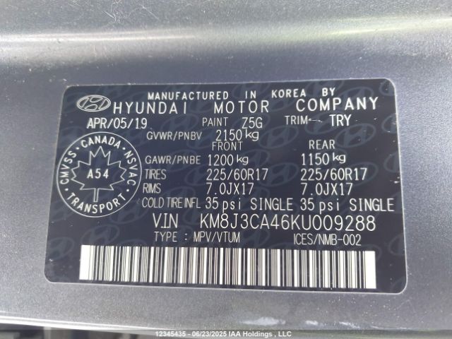 KM8J3CA46KU009288 Hyundai gdi nu