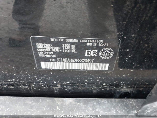 JF1VBAH62P8820497 Subaru dib