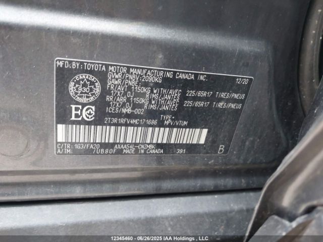 2T3R1RFV4MC171686 Toyota a25a-fks