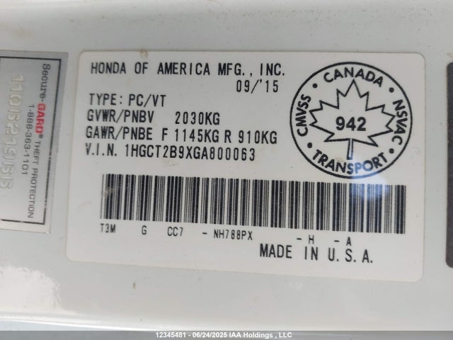 1HGCT2B9XGA800063 Honda j35y1