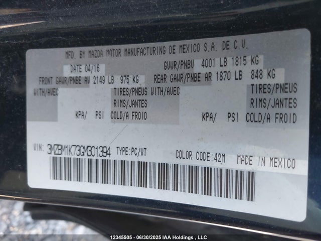 3MZBM1K73GM301394 Mazda pe