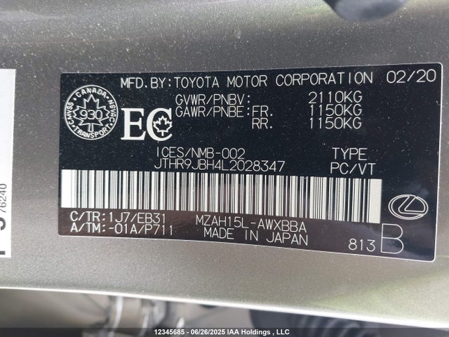 JTHR9JBH4L2028347 Lexus m20a-fxs, 3nm, 1mm