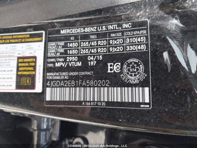 4JGDA2EB1FA580202 Mercedes-Benz 2015