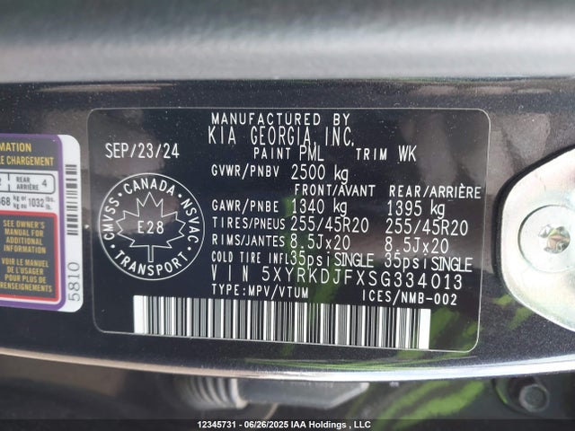 5XYRKDJFXSG334013 KIA t-gdi theta-iii