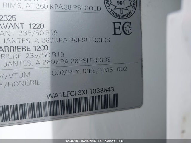 WA1EECF3XL1033543 Audi Q3