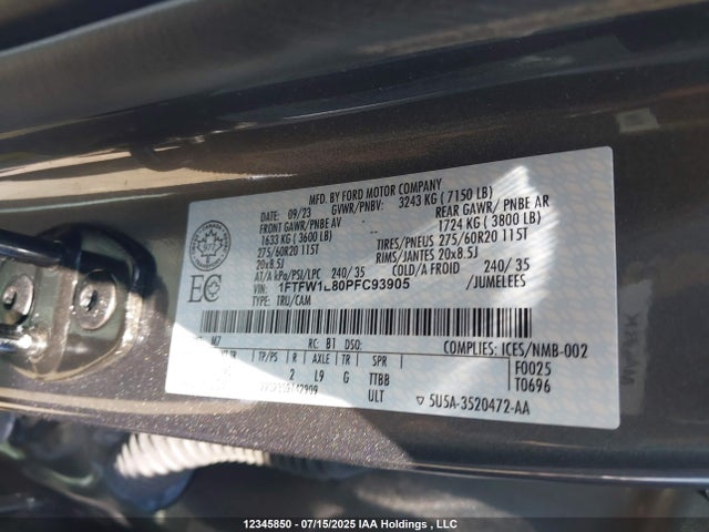 1FTFW1E80PFC93905 Ford gtdi