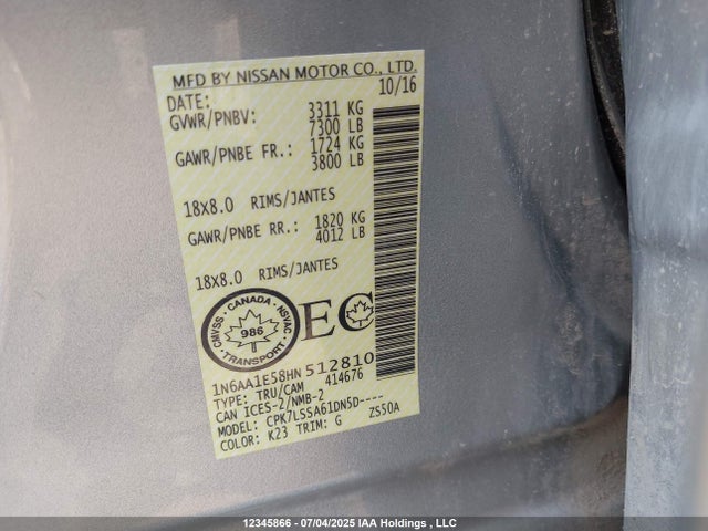 1N6AA1E58HN512810 Nissan Titan