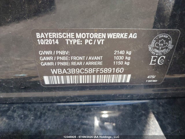 BMW 335i 2015 WBA3B9C58FF589160 Image 9