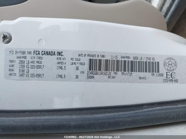 2C4RDGBG1GR162122 Dodge Grand Caravan